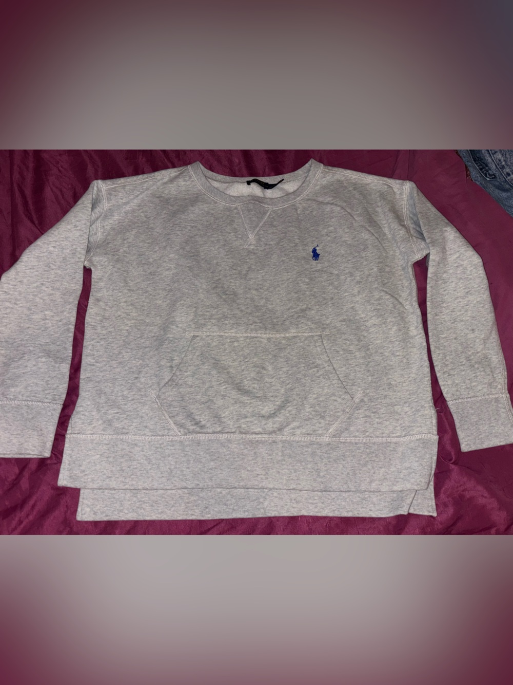 Ralph Lauren Heather Gray Sweatshirt with Navy Label